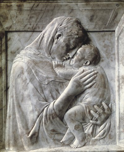 De Pazzi Madonna (Maagd en Kind), ca. 1417-18 (marmer) door Donatello