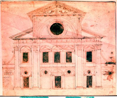 Ontwerp voor de gevel van een kerk door Donato Bramante