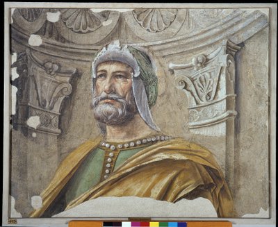 Man van Wapens met Baard en Helm door Donato Bramante