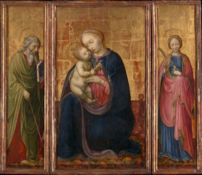 Madonna en kind met heiligen Philip en Agnes, ca. 1425-30 door Donato de