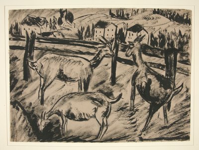 Geiten en landschap door Dora Bromberger