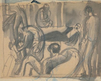 Maynard Keynes, Lytton Strachey en anderen, ca. 1916 door Dora Carrington