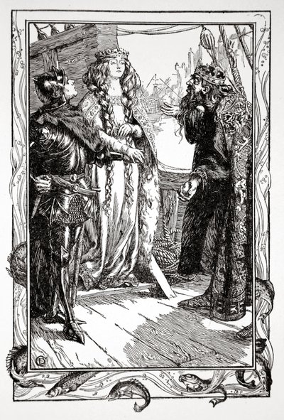 Koning Anguish geeft Isolt aan Sir Tristram, 1905 door Dora Curtis