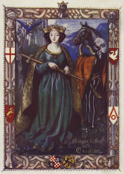 Morgan Le Fay met Excalibur door Dora Curtis