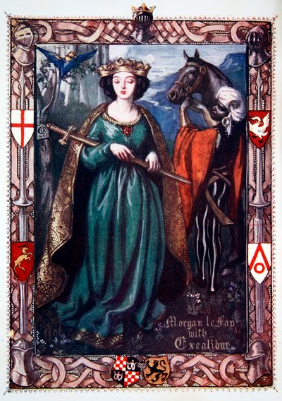 Morgan le Fay met Excalibur door Dora Curtis