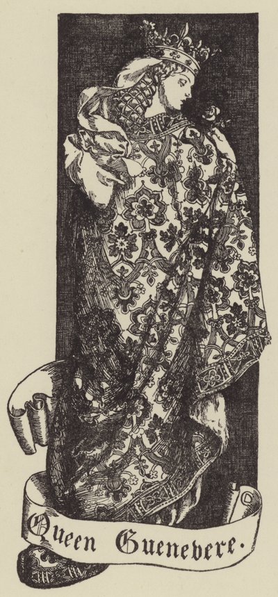 Koningin Guenevere (litho) door Dora Curtis