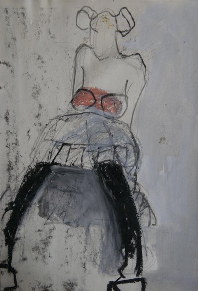 Abstracte zittende danseres door Doris Schmitz