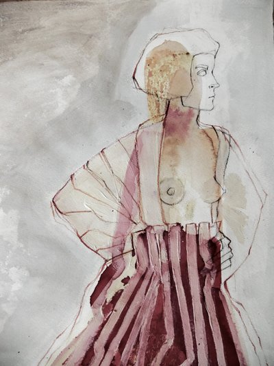 Abstracte gestreepte vrouw door Doris Schmitz
