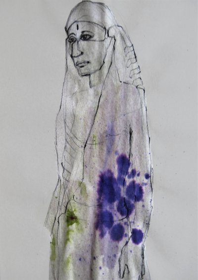 Kleurrijk inktportret door Doris Schmitz