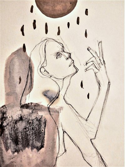 Contemplatief regenportret door Doris Schmitz
