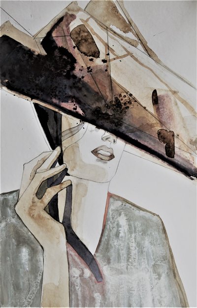 Elegant modeportret met hoed door Doris Schmitz