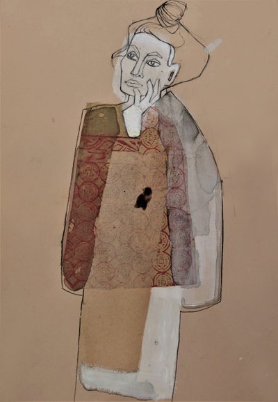 Portret van een peinzende vrouw door Doris Schmitz