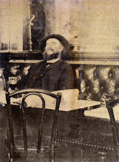 Verlaine in een café, drinkend absint door Dornac