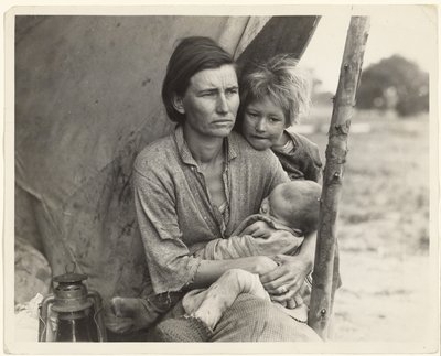 Berooide erwtenplukkers, Californië door Dorothea Lange