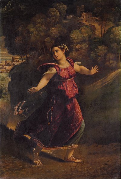 Een vrouw die vlucht op een bebost pad, c.1520s door Dosso Dossi