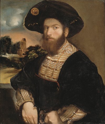 Portret van een man met een zwarte baret, c.1530 door Dosso Dossi