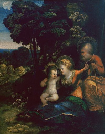 Rust tijdens de vlucht naar Egypte, door Dosso Dossi, in de Uffizi Galerij in Florence door Dosso Dossi