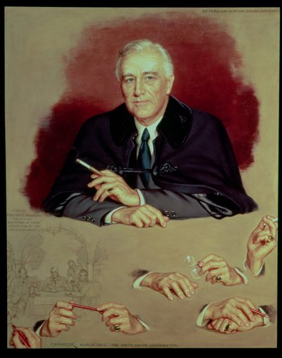 Studie van Franklin Delano Roosevelt voor het schilderij `Grote Drie in Jalta