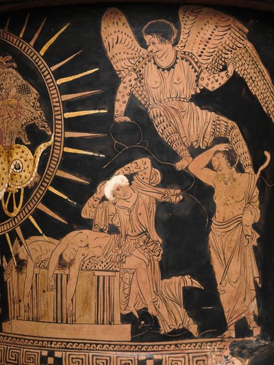 (detail) van een roodfiguren lekythos door Douris