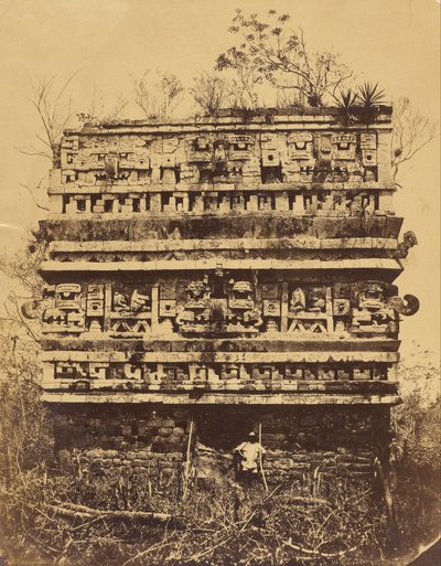 Chichén-Itzá- Rechtervleugel van het Nonnenpaleis door Désiré Charnay