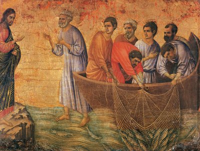 Christus aan het Meer van Galilea (detail) door Duccio di Buoninsegna
