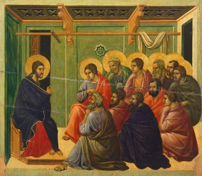 Christus wordt gescheiden van de apostelen (detail) door Duccio di Buoninsegna