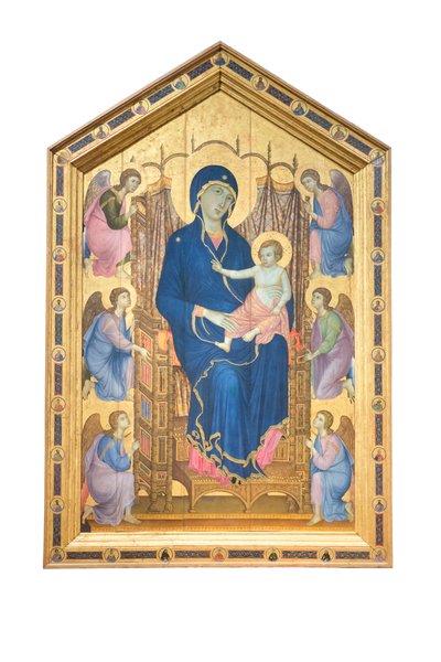 Madonna en Kind op de troon met engelen door Duccio di Buoninsegna