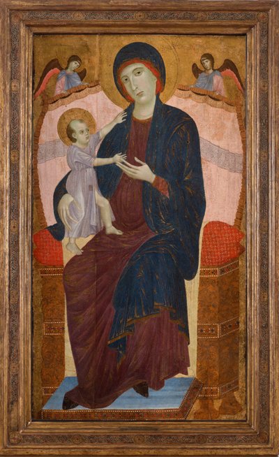 Madonna en Kind op de troon met engelen, ca. 1280 door Duccio di Buoninsegna