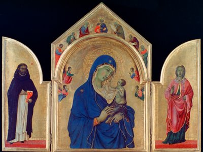 Madonna en Kind met St. Dominicus en St. Aurea, c1315 door Duccio di Buoninsegna
