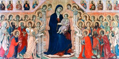 Maestà, Madonna met Engelen en Heiligen, 1308-1311 door Duccio di Buoninsegna