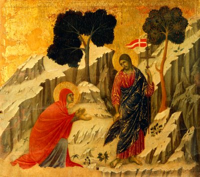 Noli Me Tangere (raak me niet aan), detail van tegel van Episodes van Christus