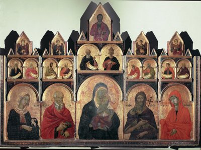 Polyptiek nr. 47 - St. Agnes, St. Johannes, Maagd met kind, St. Johannes de Doper en St. Maria Magdalena door Duccio di Buoninsegna