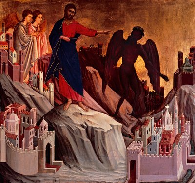 Verzoeking op de berg (detail) door Duccio di Buoninsegna
