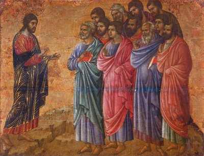 De verschijning van Christus op de berg in Galilea (detail) door Duccio di Buoninsegna