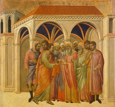 Het verraad door Judas (detail) door Duccio di Buoninsegna