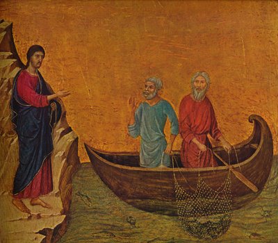 De roeping van de apostelen Petrus en Andreas, 1308-1311 door Duccio di Buoninsegna