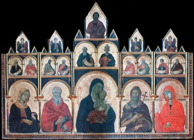 De Heilige Maagd met het Christuskind en Heiligen, c1278-1318 door Duccio di Buoninsegna