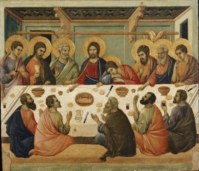 Het Laatste Avondmaal (achterkant van het Maesta altaarstuk) door Duccio di Buoninsegna