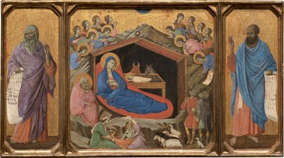 De geboorte van Christus met de profeten Jesaja en Ezechiël door Duccio di Buoninsegna