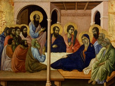 De Maagd neemt afscheid van de apostelen (detail) door Duccio di Buoninsegna