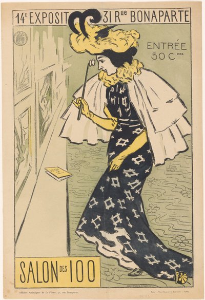 Affiche voor de veertiende tentoonstelling van de Salon des 100 door Ducourtioux and Huillard