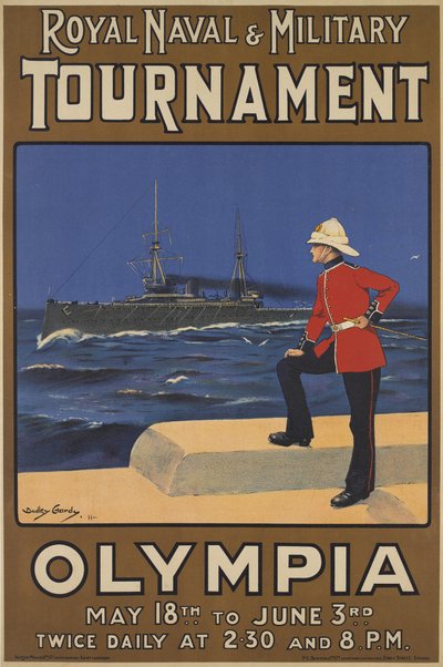 Poster voor het Koninklijk Marine- en Militaire Toernooi, 1910 door Dudley Hardy
