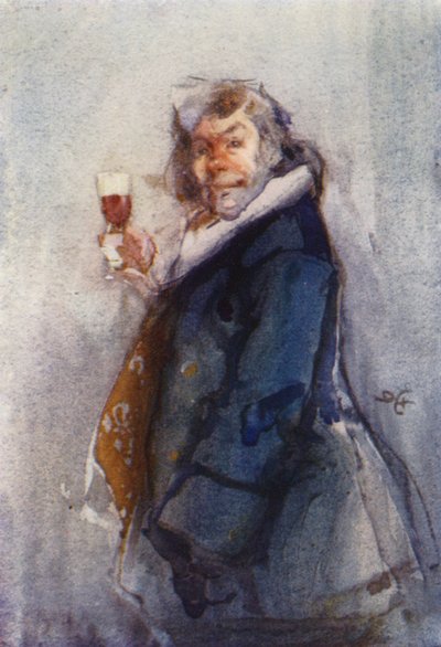 De drinker, tijdschets, London Sketch Club door Dudley Hardy