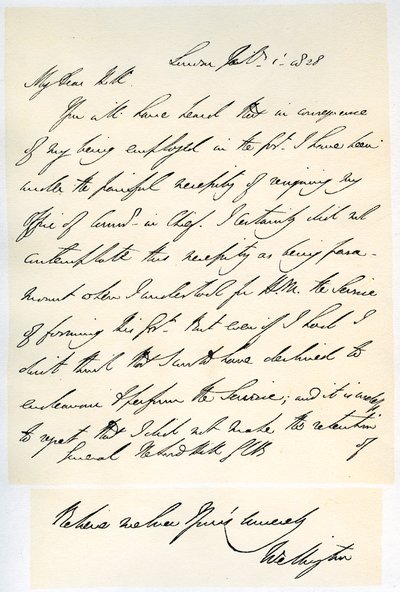 Brief van de hertog van Wellington aan generaal Rowland Hill, 1 februari 1828 door Duke of Wellington