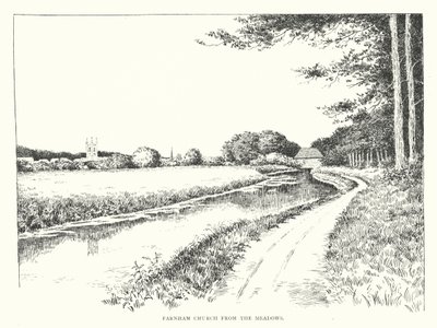 Farnham Church vanuit de weilanden door Duncan Moul