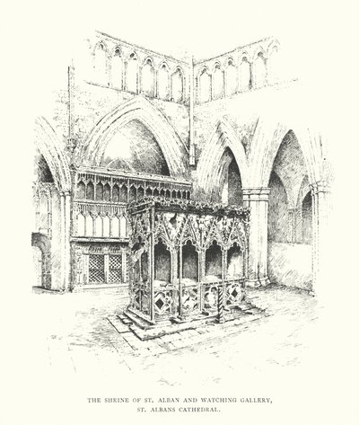 Het heiligdom van St Alban en de wachttoren, kathedraal van St Albans door Duncan Moul