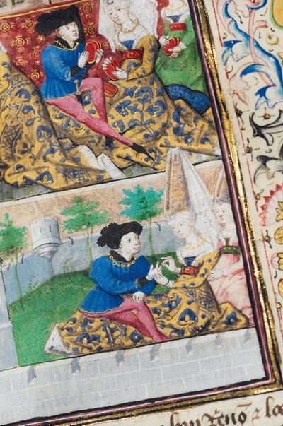 Pagina uit "La Belle Dame Sans Merci" door Alain Chartier, Parijs, begin 15e eeuw door Dunois Master