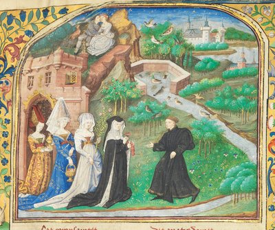 Pagina uit "La Belle Dame Sans Merci" door Alain Chartier, Parijs, begin 15e eeuw door Dunois Master