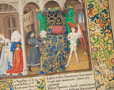 Pagina uit "La Belle Dame Sans Merci" door Alain Chartier, Parijs, begin 15e eeuw door Dunois Master