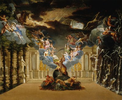 Toneelontwerp voor de Proloog van de Tragédie lyrique Atys door Jean-Baptiste Lully, ca. 1708 door Duplessis